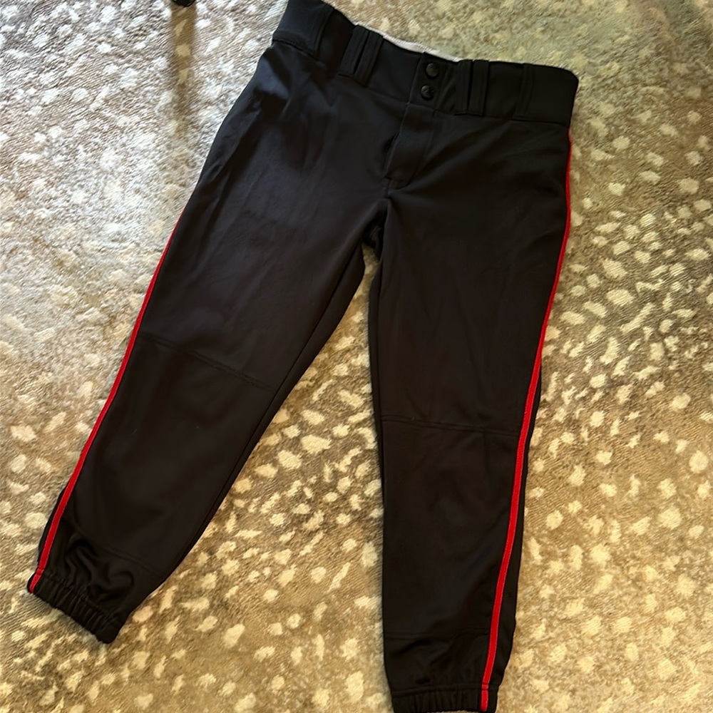 Women’s Champro softball pants black with red piping stripe sz Small